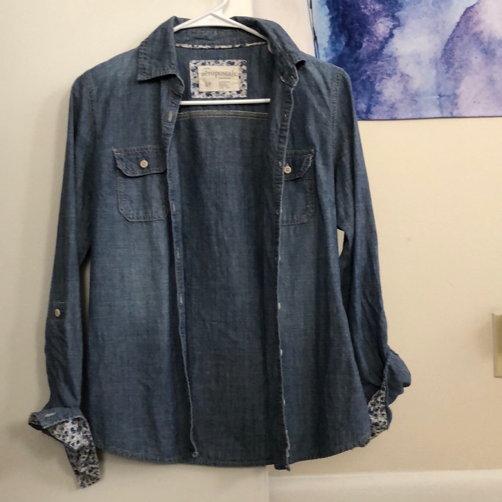 Chambray Shirt with Floral details
